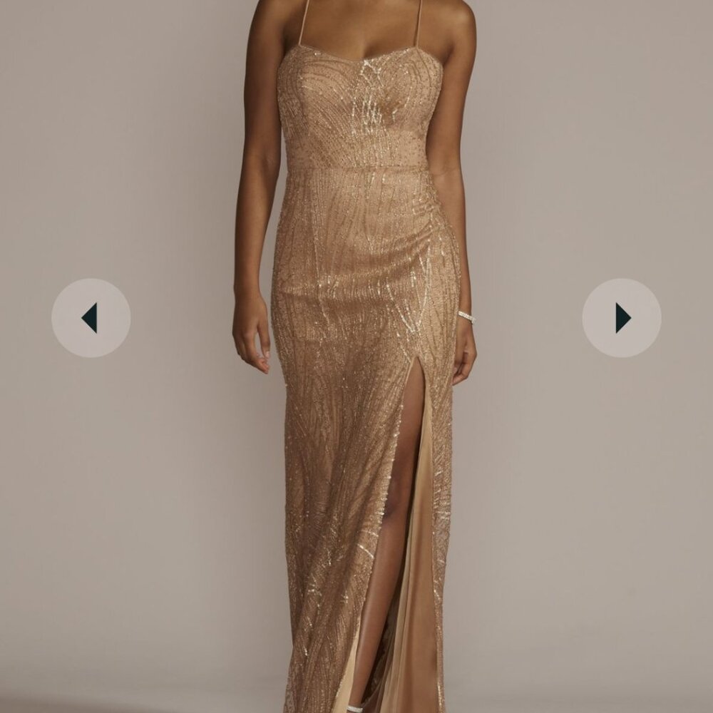 Galina Signature Gold Sequin Sheath Dress Size 2
